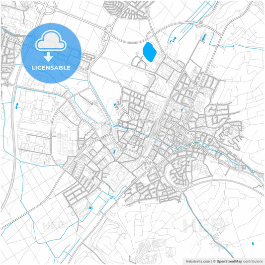 Bruchsal, Baden-Wuerttemberg, Germany, city map with high resolution roads.