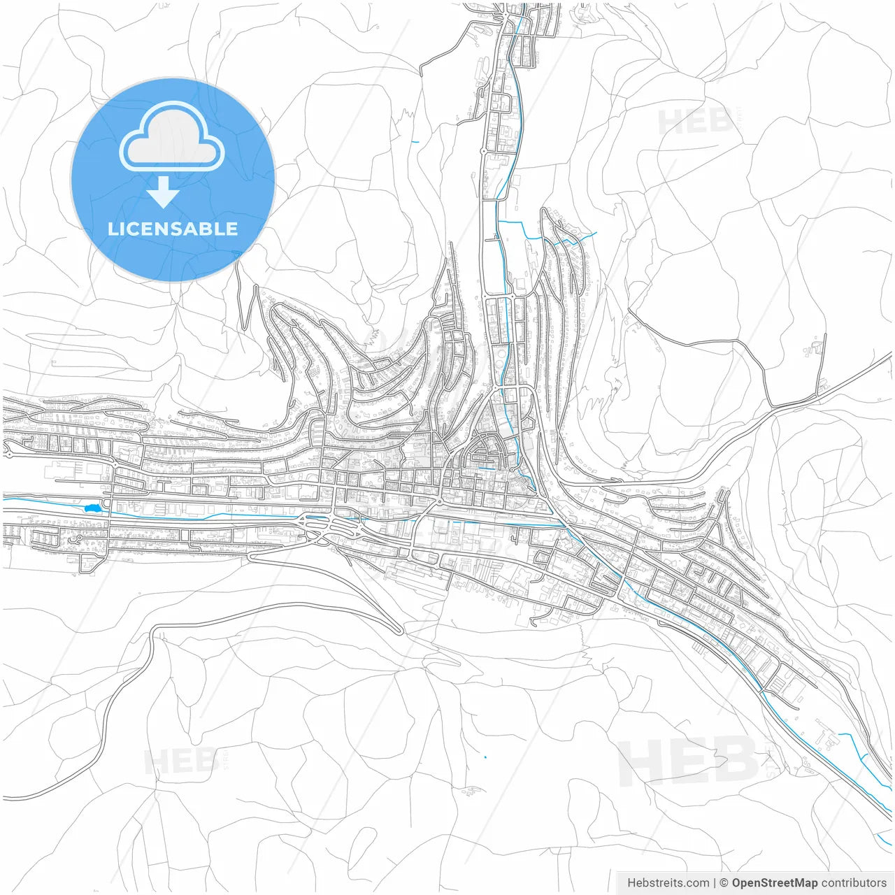 Albstadt, Baden-Wuerttemberg, Germany, city map with high resolution roads.