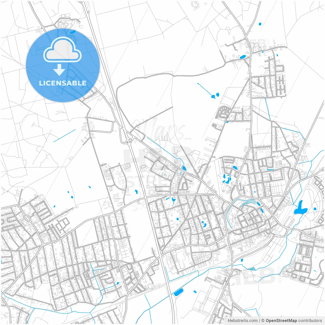 Bernau bei Berlin, Brandenburg, Germany, city map with high resolution roads.