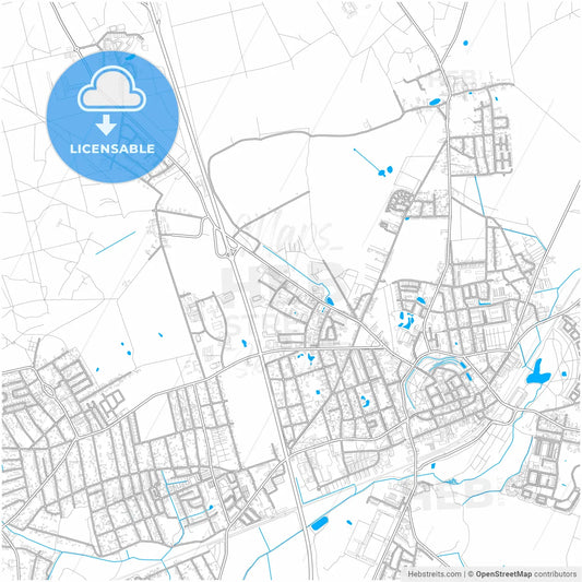 Bernau bei Berlin, Brandenburg, Germany, city map with high resolution roads.