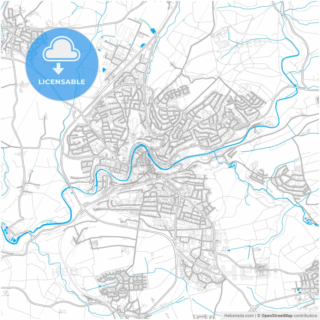 Backnang, Baden-Wuerttemberg, Germany, city map with high resolution roads.