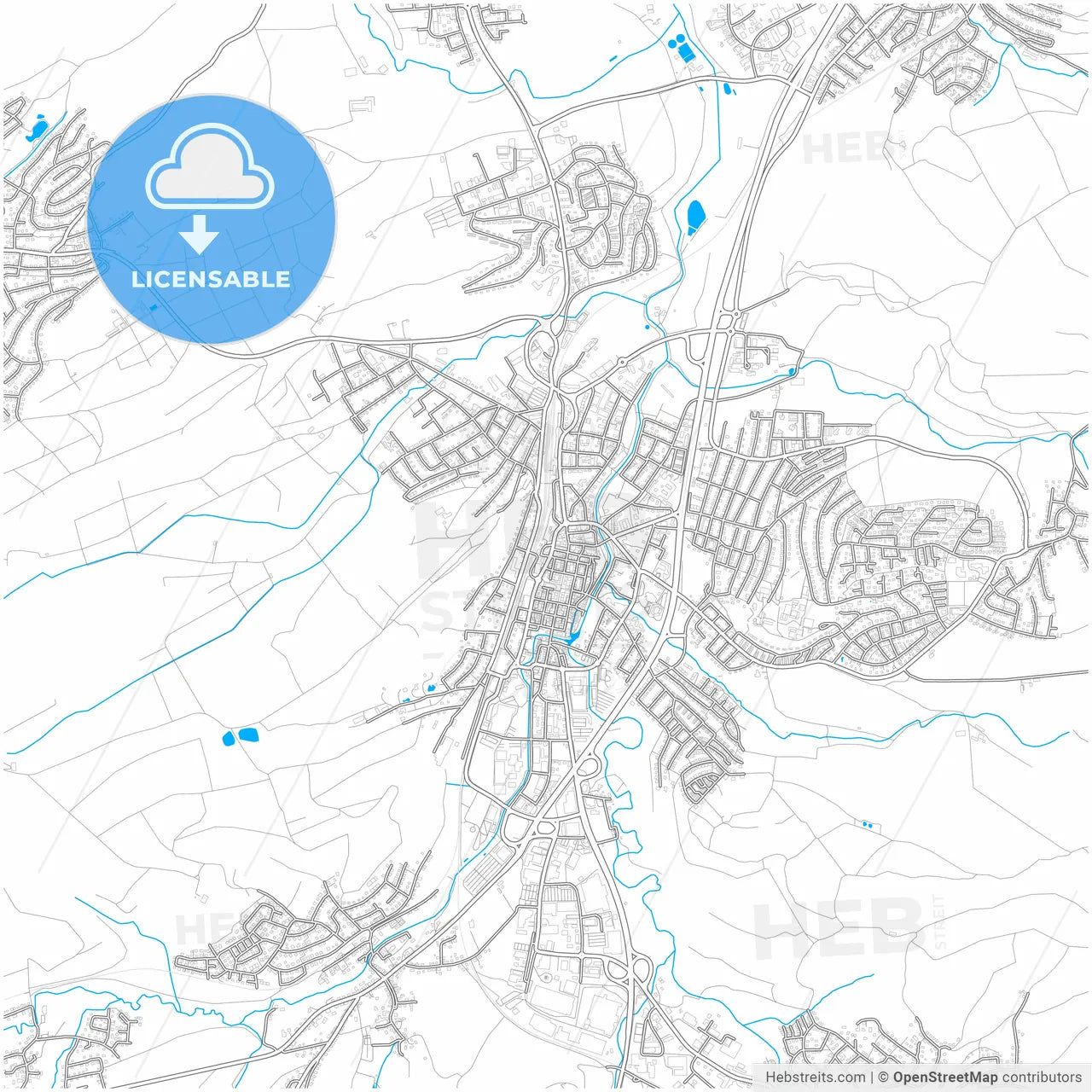 Balingen, Baden-Wuerttemberg, Germany, city map with high resolution roads.