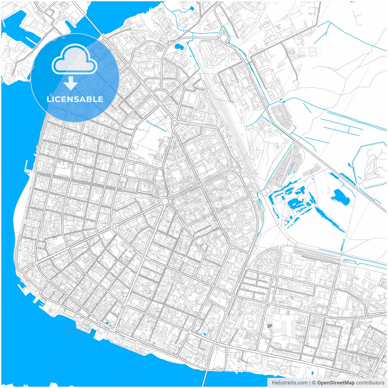 Arkhangelsk, Arkhangelsk Oblast, Russia, city map with high resolution roads.