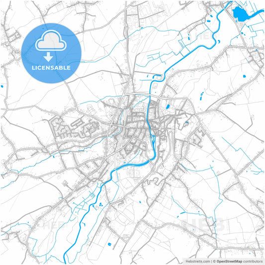 Geraardsbergen, East Flanders, Belgium, city map with high resolution roads.