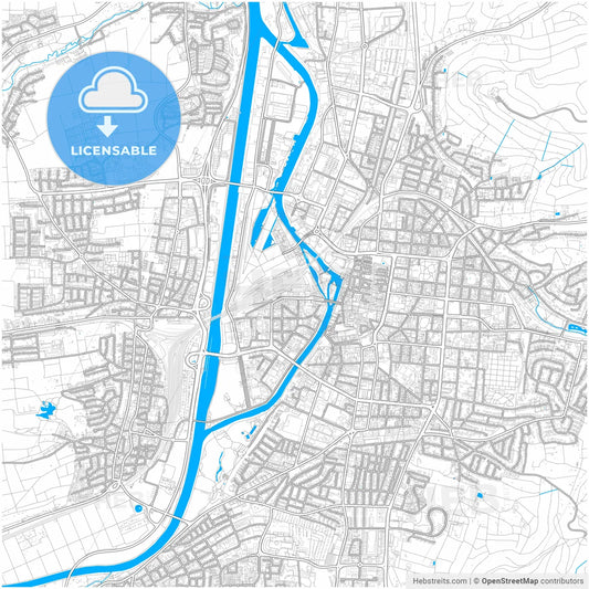 Heilbronn, Baden-Wuerttemberg, Germany, city map with high resolution roads.