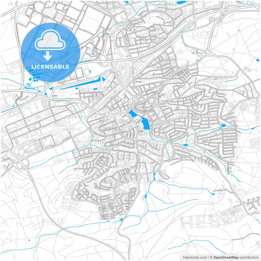 Boblingen, Baden-Wuerttemberg, Germany, city map with high resolution roads.