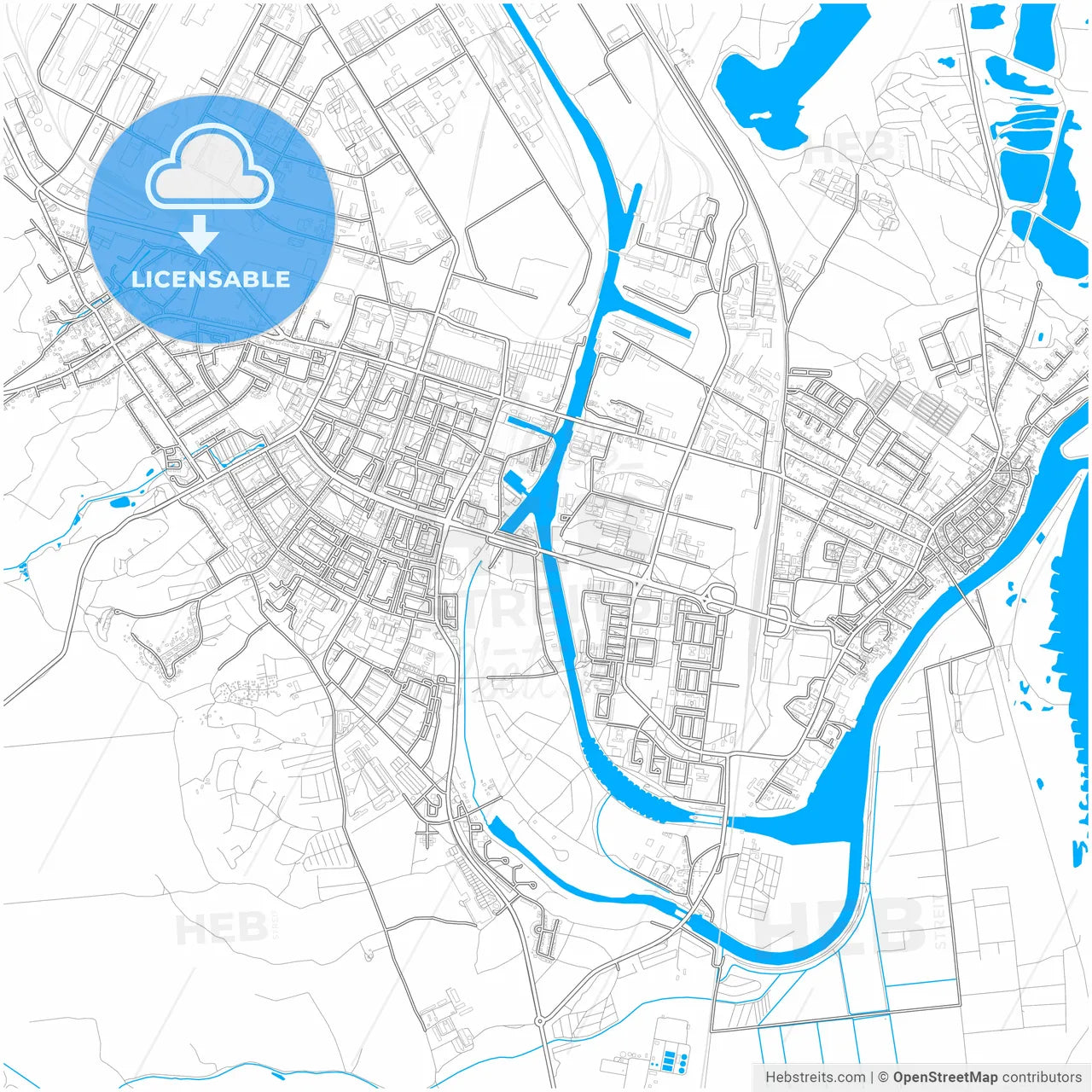 Eisenhuttenstadt, Brandenburg, Germany, city map with high resolution roads.