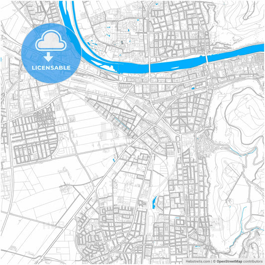 Heidelberg, Baden-Wuerttemberg, Germany, city map with high resolution roads.