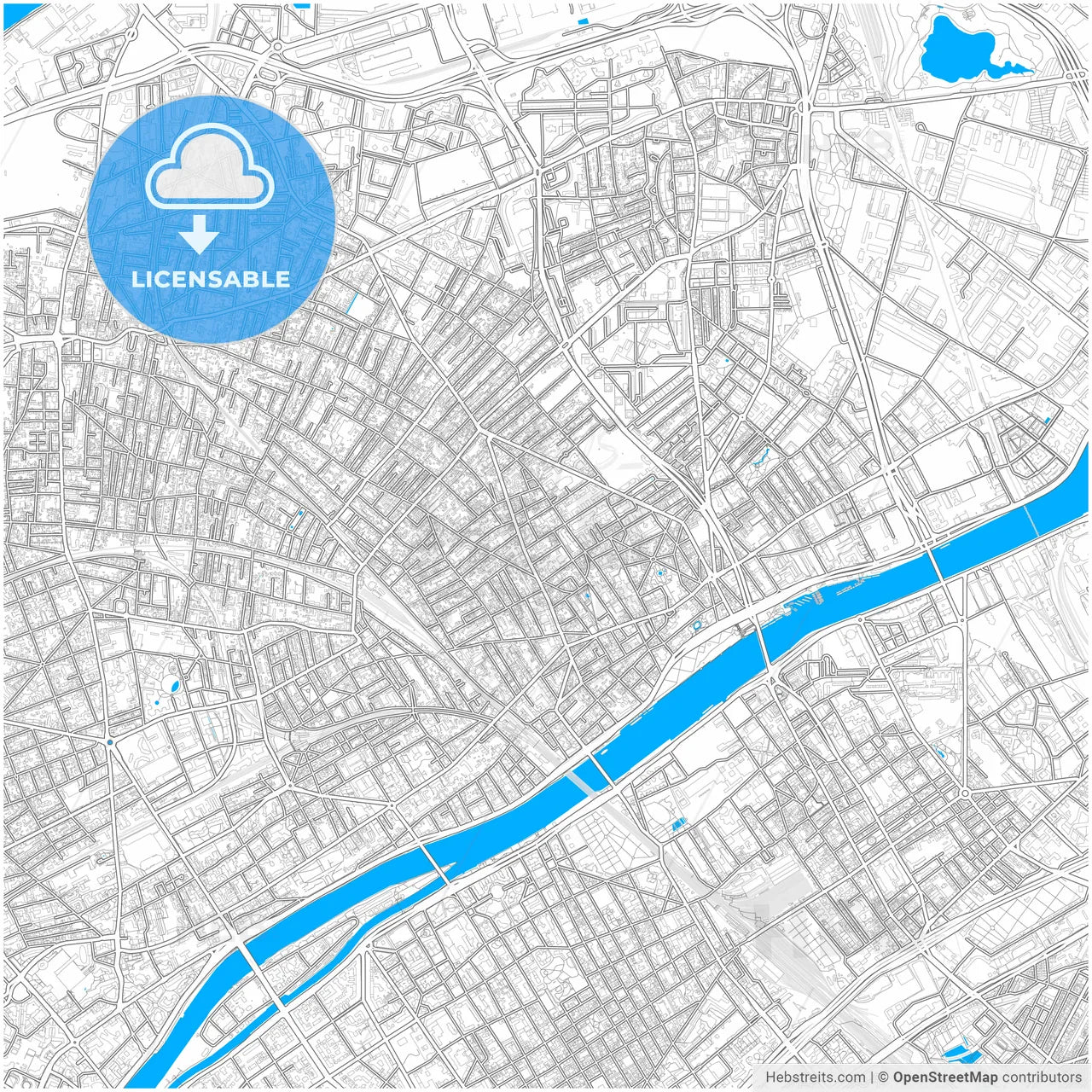 Asnières-sur-Seine, France, city map with high resolution roads.