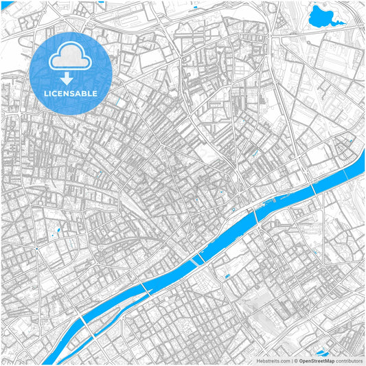 Asnières-sur-Seine, France, city map with high resolution roads.