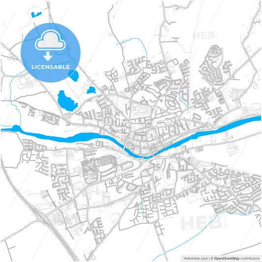 Drogheda, County Louth &amp; County Meath, Ireland, city map with high resolution roads.