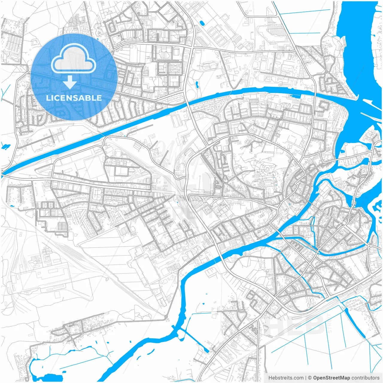 Brandenburg an der Havel, Brandenburg, Germany, city map with high resolution roads.