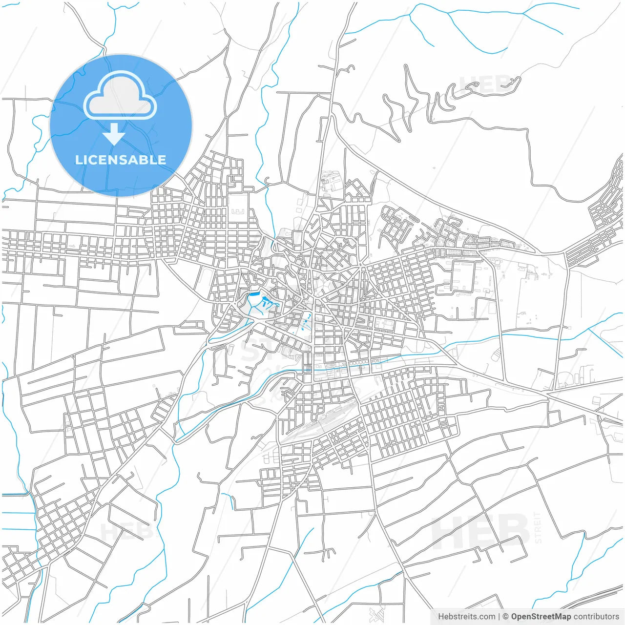 Drama, Eastern Macedonia and Thrace, Greece, city map with high resolution roads.