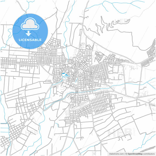Drama, Eastern Macedonia and Thrace, Greece, city map with high resolution roads.
