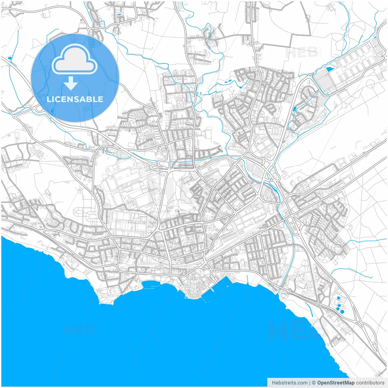 Friedrichshafen, Baden-Wuerttemberg, Germany, city map with high resolution roads.