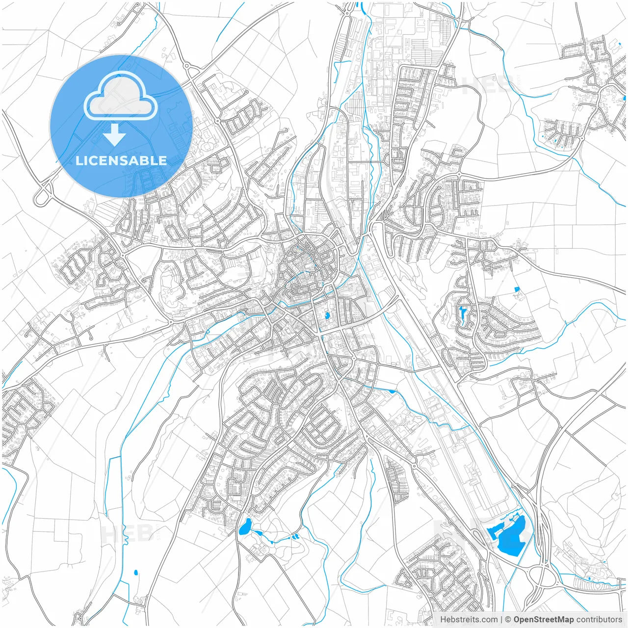 Biberach an der Riß, Baden-Wuerttemberg, Germany, city map with high resolution roads.