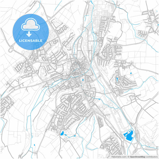Biberach an der Riß, Baden-Wuerttemberg, Germany, city map with high resolution roads.