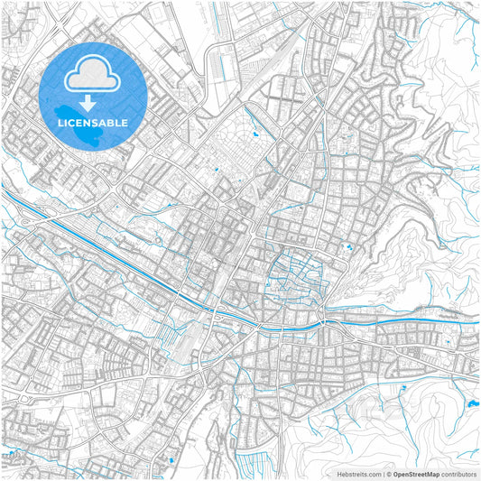 Freiburg im Breisgau, Baden-Wuerttemberg, Germany, city map with high resolution roads.