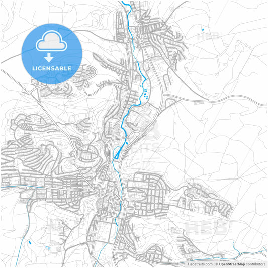 Heidenheim an der Brenz, Baden-Wuerttemberg, Germany, city map with high resolution roads.