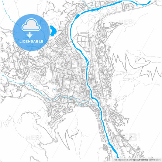 Mostar, Bosnia and Herzegovina, city map with high resolution roads.