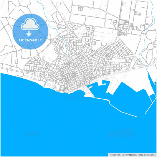 Alexandroupoli, Eastern Macedonia and Thrace, Greece, city map with high resolution roads.