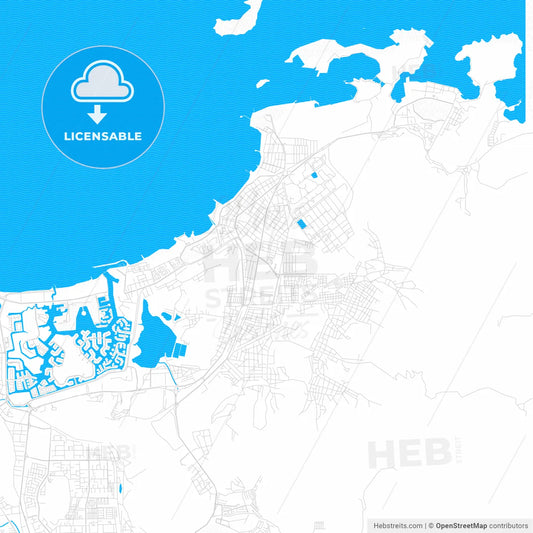 Puerto La Cruz, Venezuela PDF vector map with water in focus