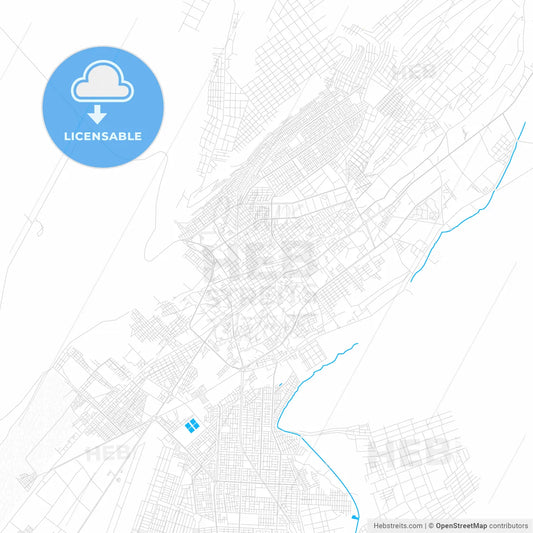 Tacna, Peru PDF vector map with water in focus