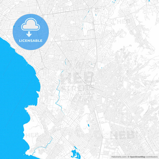 Santiago de Surco, Peru PDF vector map with water in focus