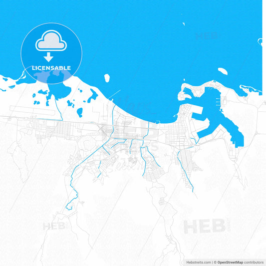 Puerto Cabello, Venezuela PDF vector map with water in focus