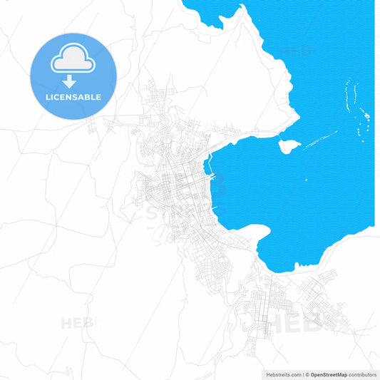 Puno, Peru PDF vector map with water in focus