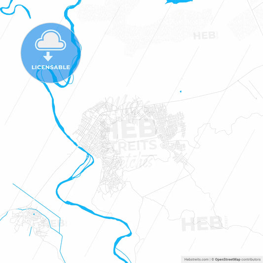 Tumbes, Peru PDF vector map with water in focus