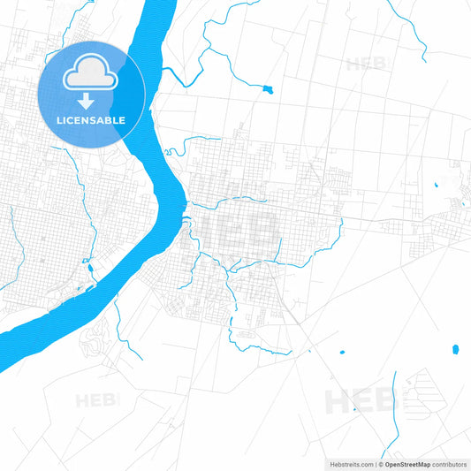 Salto, Uruguay PDF vector map with water in focus