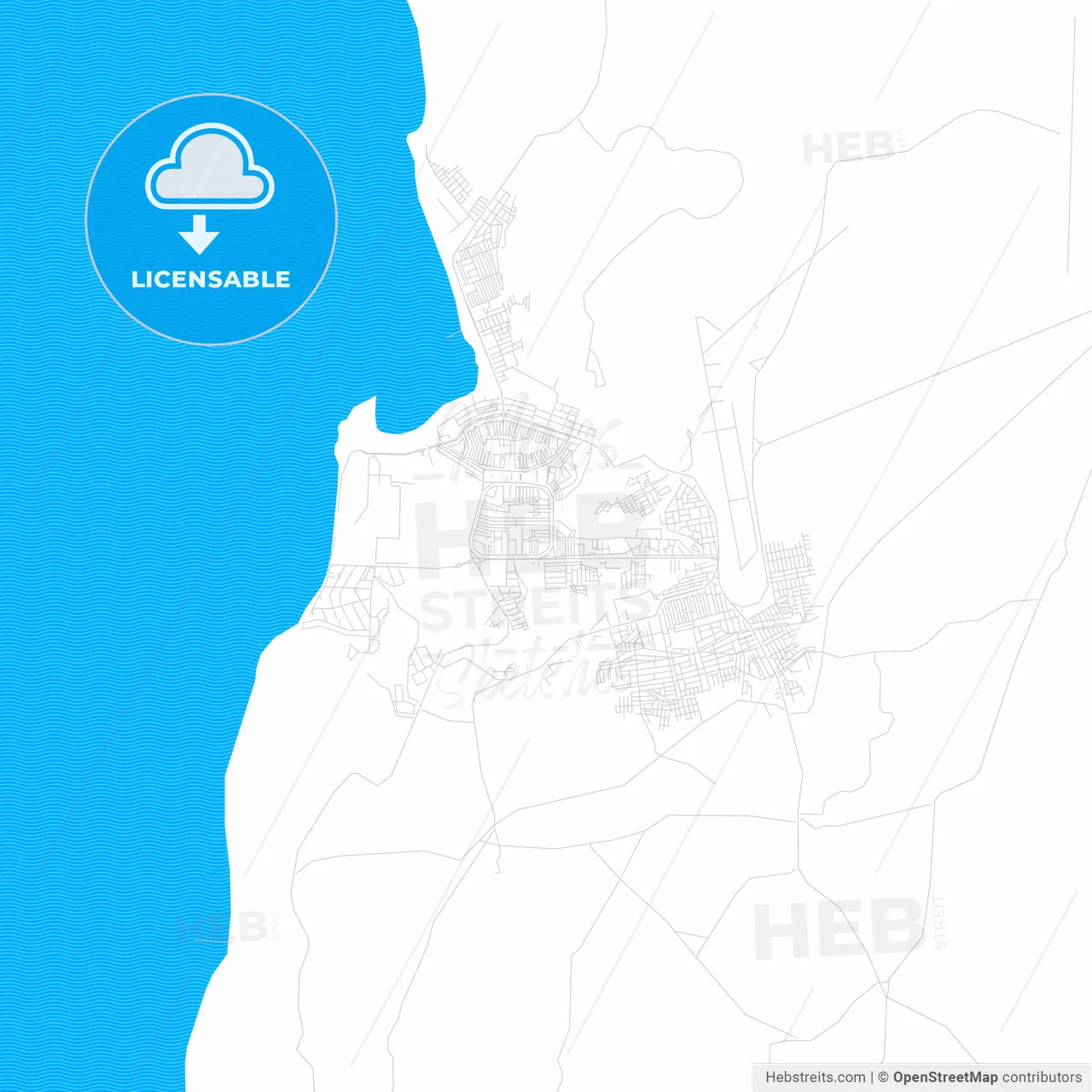 Talara, Peru PDF vector map with water in focus