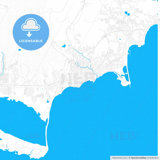Porlamar, Venezuela PDF vector map with water in focus