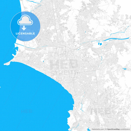 Lima, Peru PDF vector map with water in focus