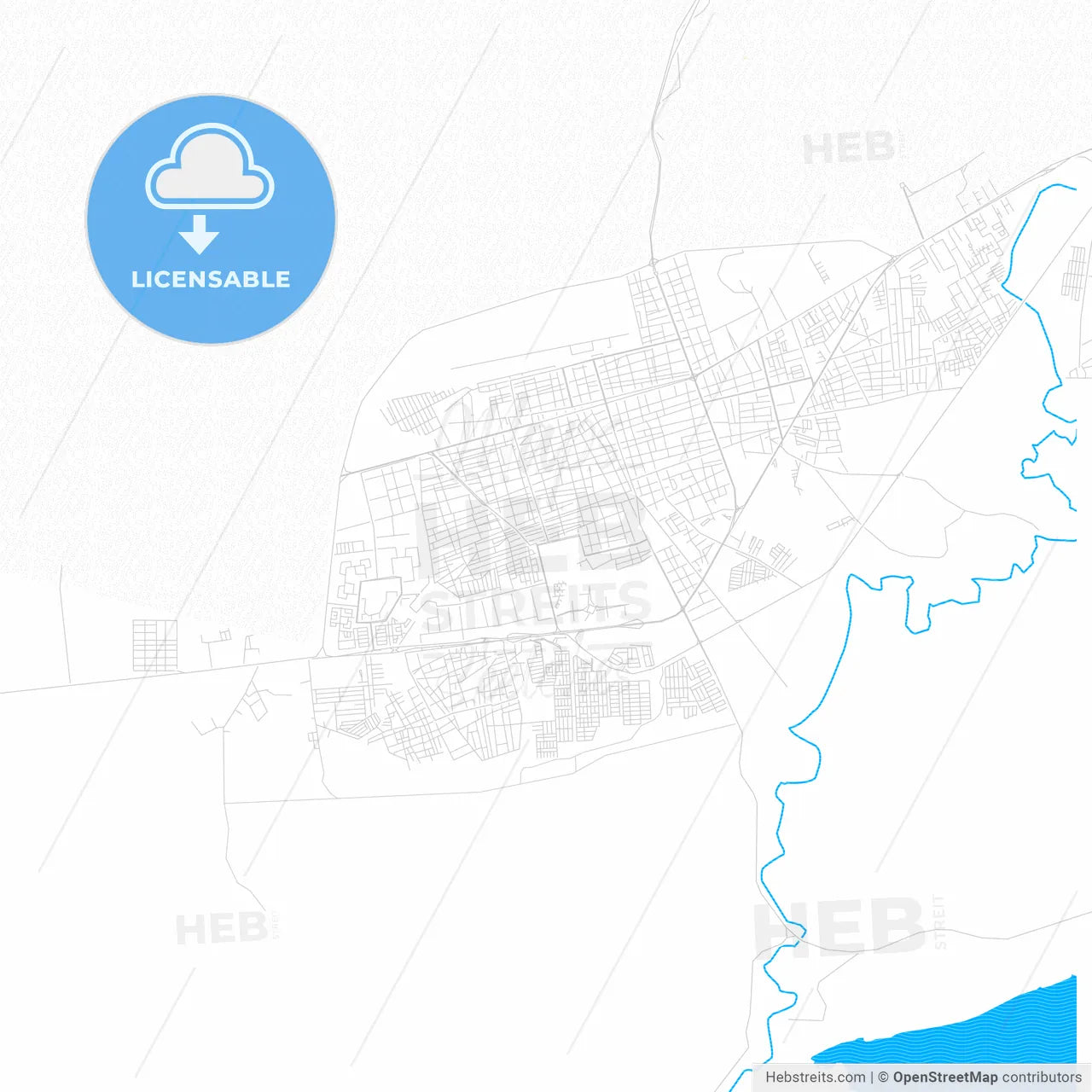 Coro, Venezuela PDF vector map with water in focus