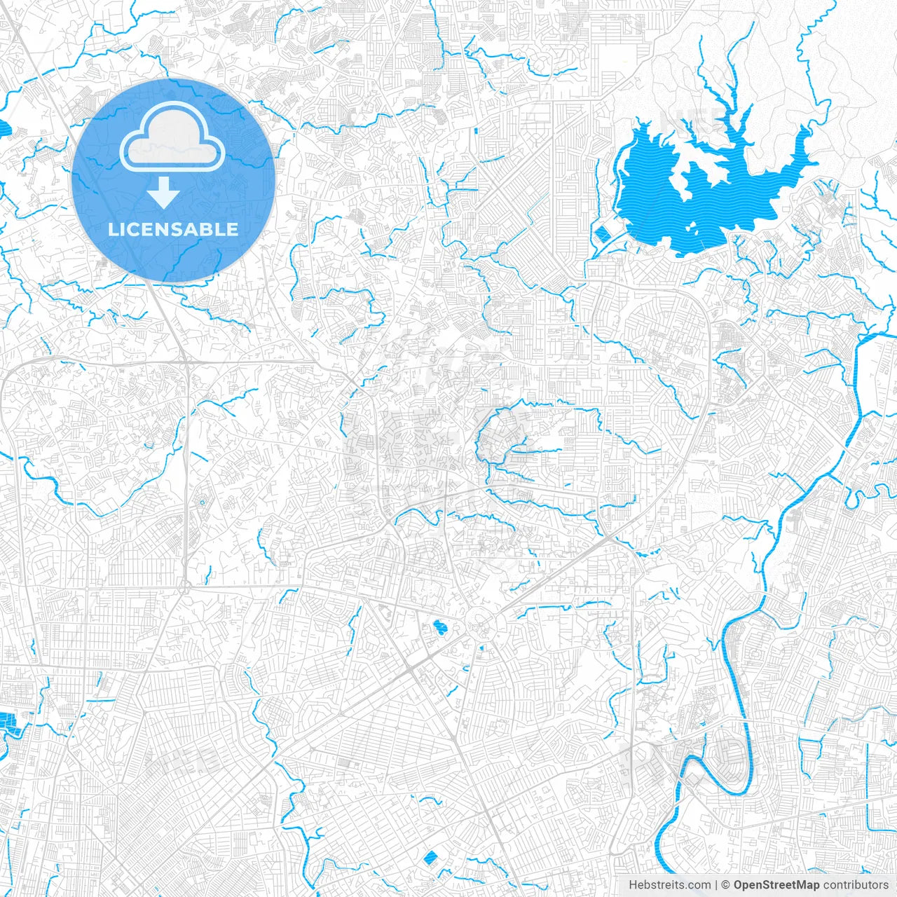 Quezon City, Philippines PDF vector map with water in focus