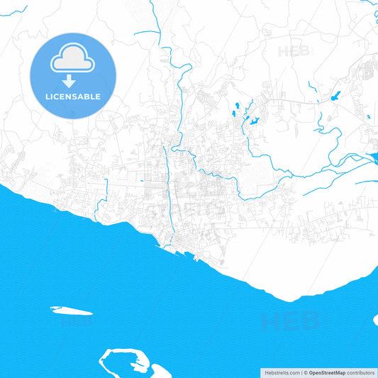 Zamboanga City, Philippines PDF vector map with water in focus