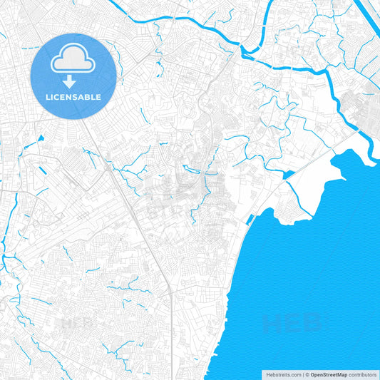 Taguig, Philippines PDF vector map with water in focus