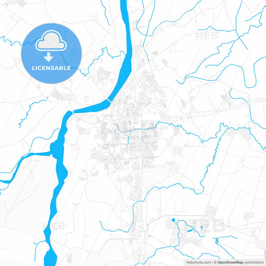 Tarlac City, Philippines PDF vector map with water in focus