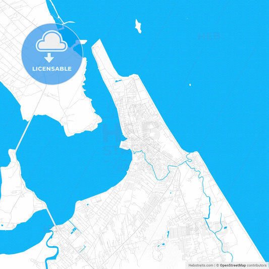 Songkhla, Thailand PDF vector map with water in focus