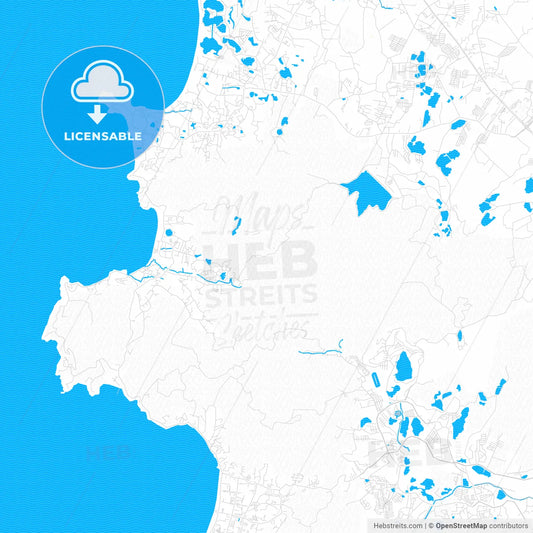 Phuket, Thailand PDF vector map with water in focus