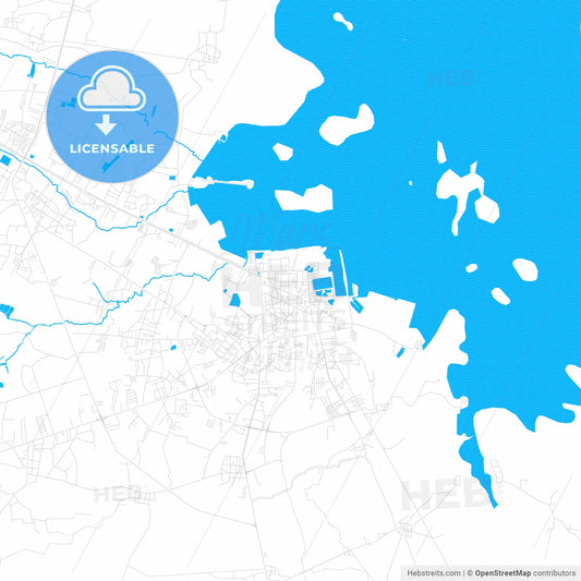 Sakon Nakhon, Thailand PDF vector map with water in focus