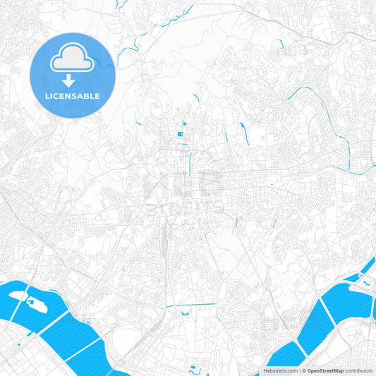 Seoul, South Korea PDF vector map with water in focus