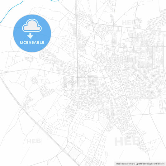 Unaizah, Saudi Arabia PDF vector map with water in focus