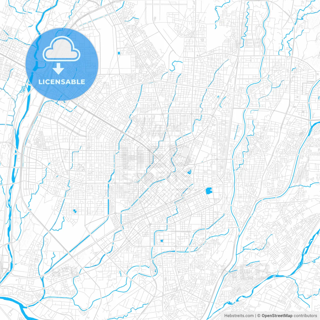Taichung, Taiwan PDF vector map with water in focus