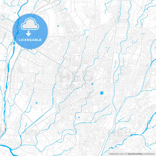 Taichung, Taiwan PDF vector map with water in focus