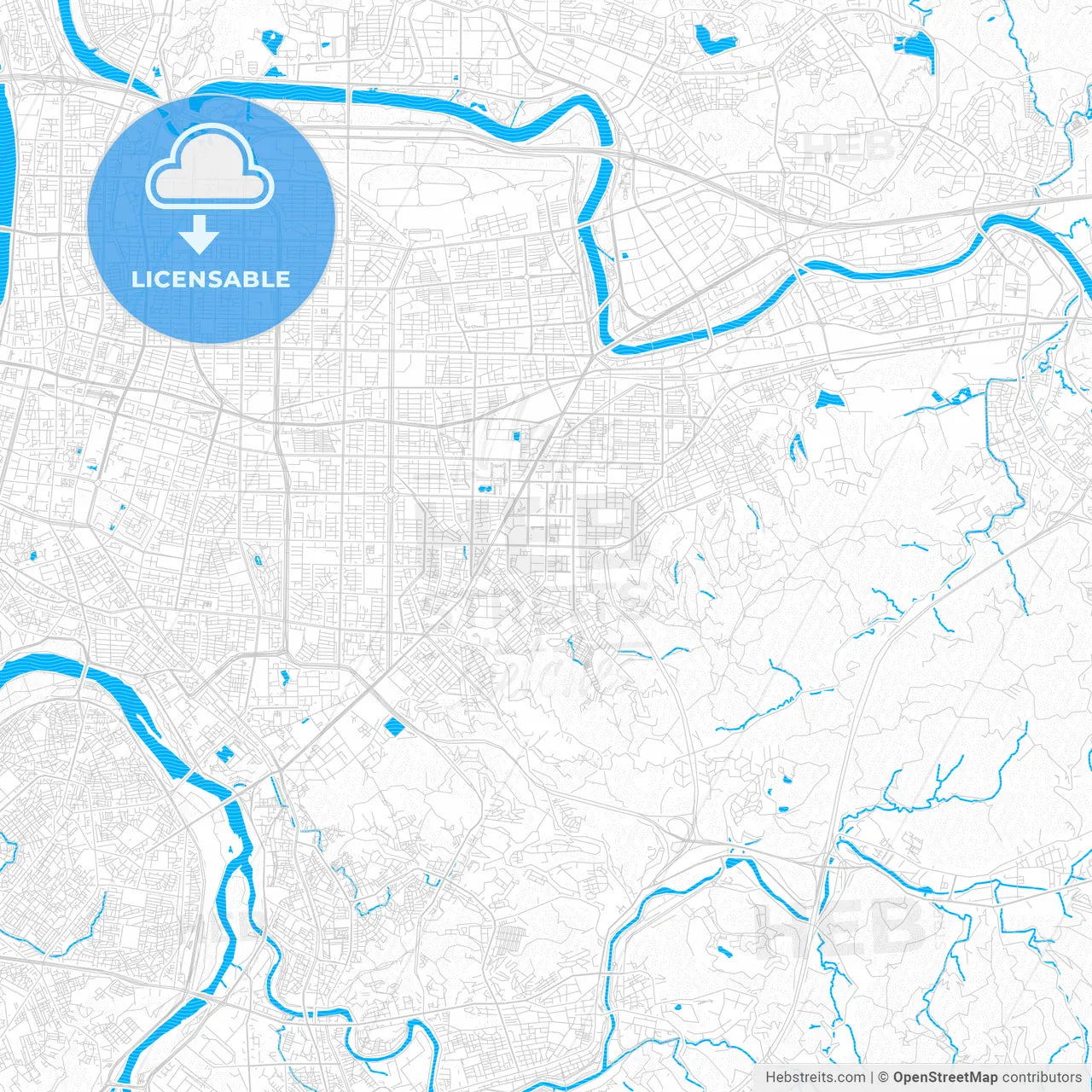 Taipei, Taiwan PDF vector map with water in focus