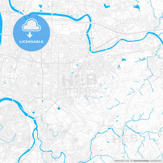 Taipei, Taiwan PDF vector map with water in focus