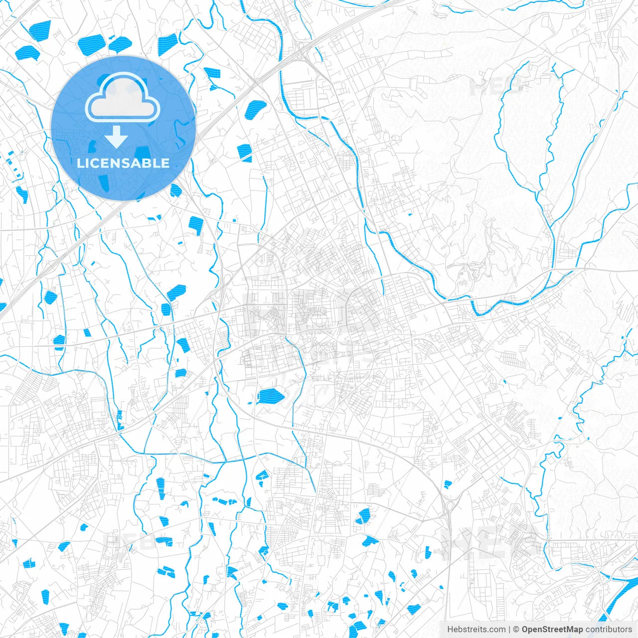 Taoyuan, Taiwan PDF vector map with water in focus